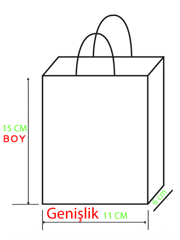 12 Adet Mini Mint Yeşili Büküm Saplı Mini Kraft Karton Çanta Hediyelik 15x11x6 cm