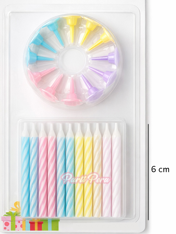 24 Adet Mini Makaron Pasta Mumu Doğum Günü Pasta Mumu