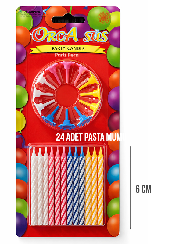 24 Adet Renkli Pasta Mumu Doğum Günü Pasta Mumu