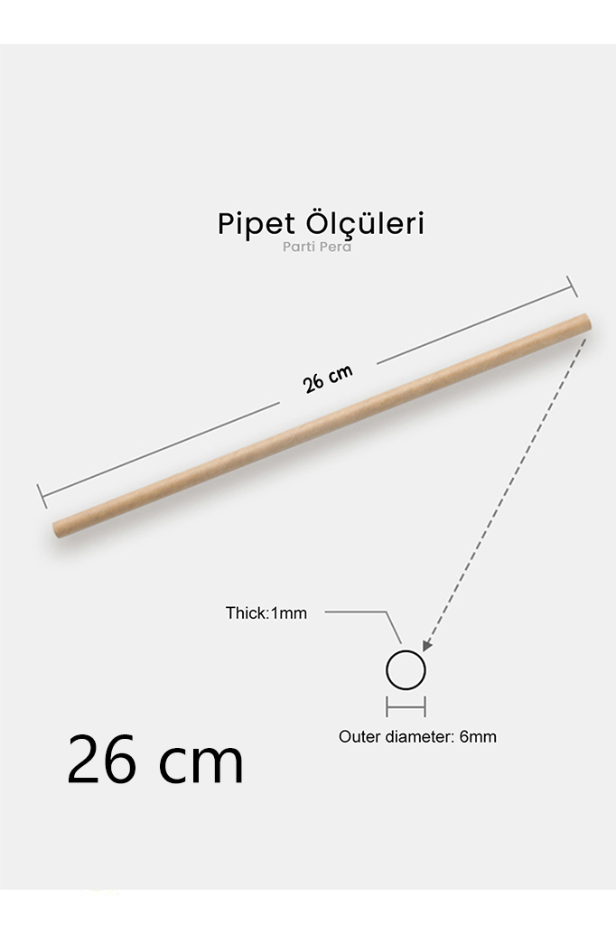 Beyaz Turuncu Çizgili Kağıt Pipet Pakette 25 Adet