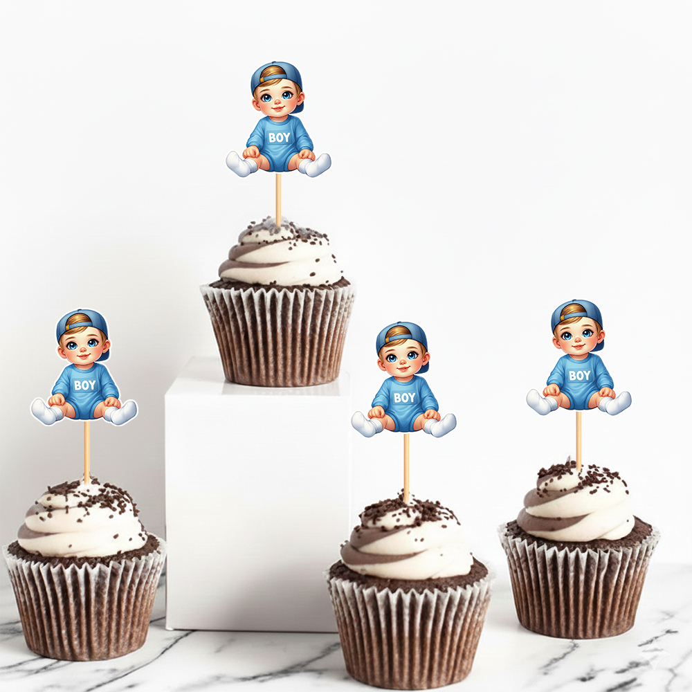 Cinsiyet Partisi Erkek Çoçuk Boy Yazılı Kürdan Süsü 15 Adet