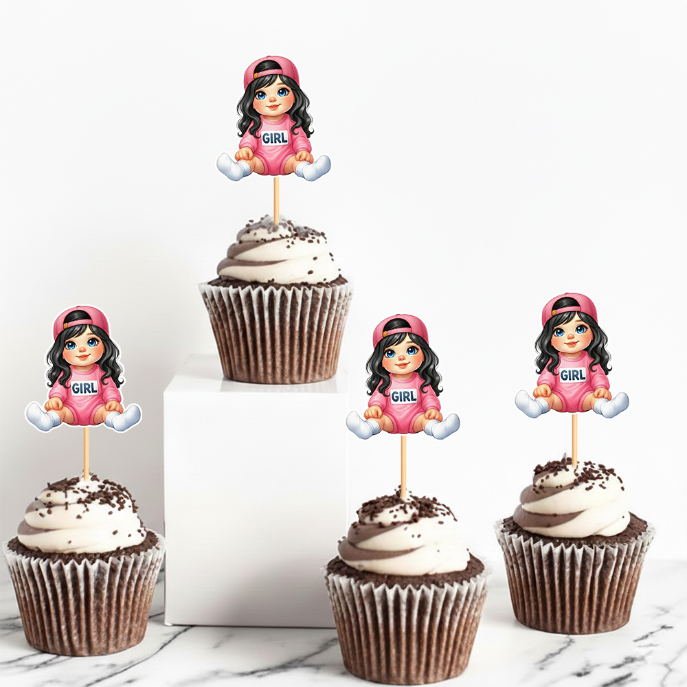 Cinsiyet Partisi Kız Çoçuk Girl Yazılı Kürdan Süsü 15 Adet