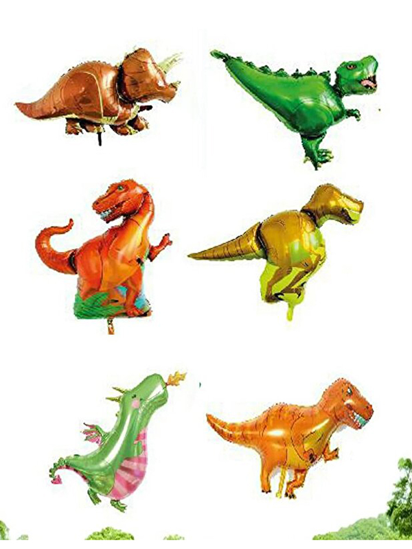 Dinozor Temalı Doğum Günü Balon Zincir Seti Rakam Folyo Balon Mini Dinozor Folyo Balon 6'lı