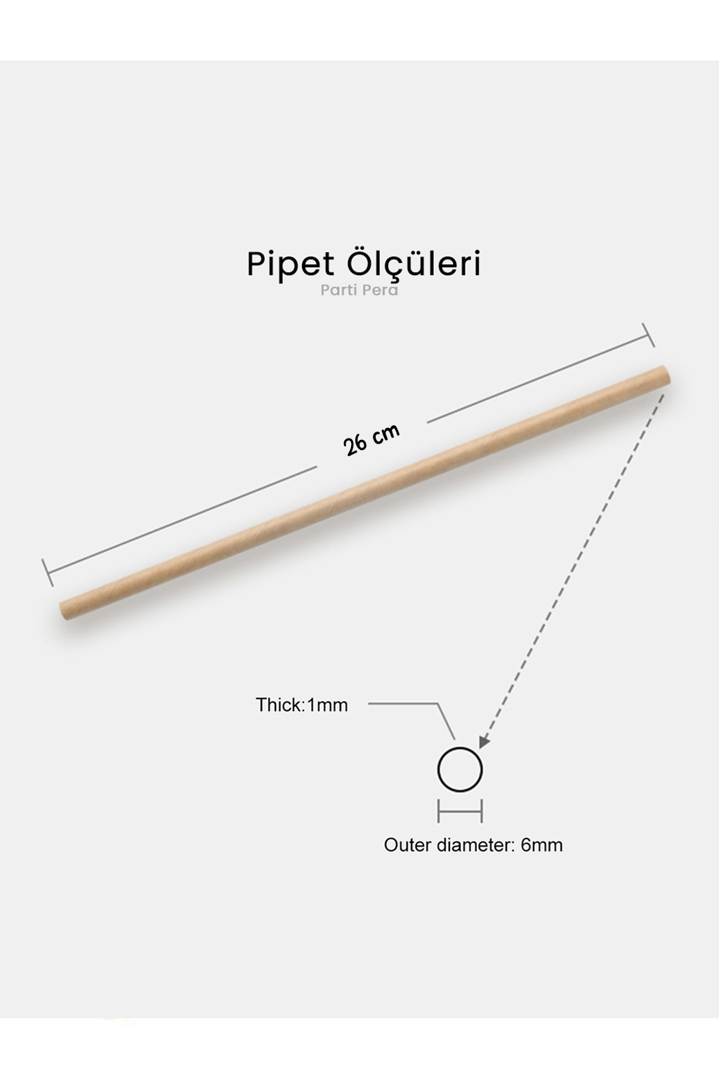 Makaron Renkli Çizgili Kağıt Pipet Pakette 25 Adet