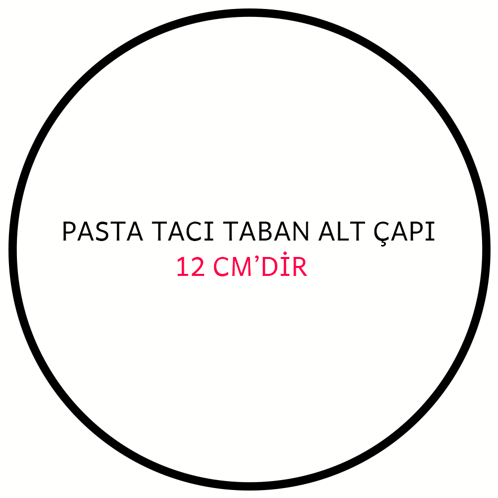 Pasta Tacı Gümüş Renk Siyah Taşlı Desenli Sert Plastik Taban Alt Çapı 12 cm Parti Tacı