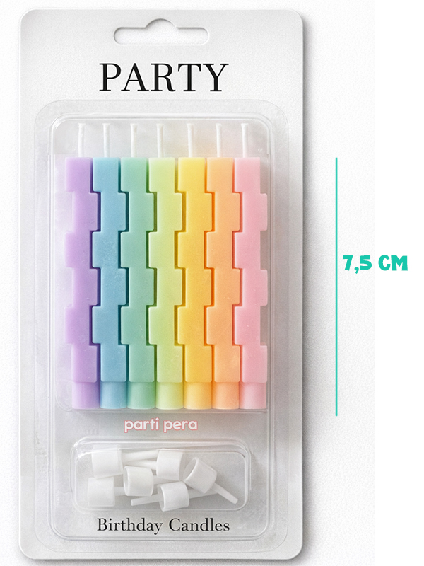 Şekilli Makaron Pasta Mumu 6 Adet Doğum Günü Pasta Mumu