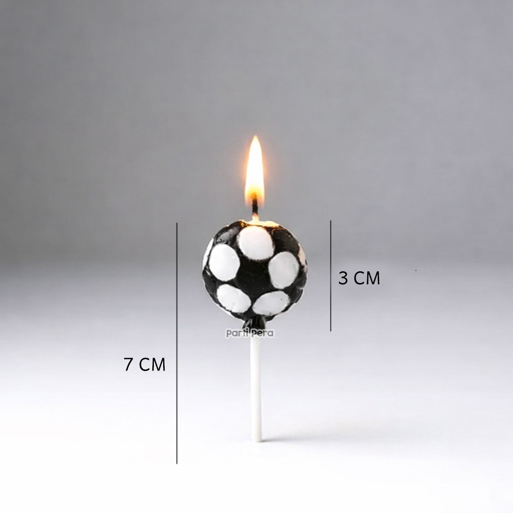 Siyah Beyaz Futbol Topu Pasta Mumu 5 Adet Doğum Günü Pasta Mumu