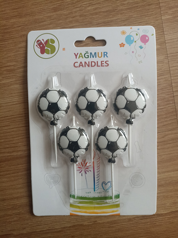 Siyah Beyaz Futbol Topu Pasta Mumu 5 Adet Doğum Günü Pasta Mumu